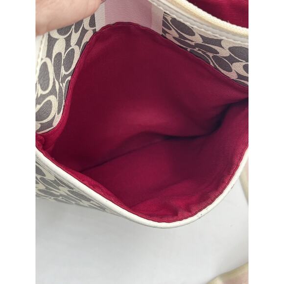 COACH Authenticated Gray Signature Print w/ Pink Trim Crossbody Shoulder Bag - Picture 7 of 8